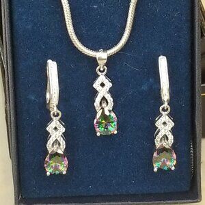 Mystic Topaz Pendent and Earrings